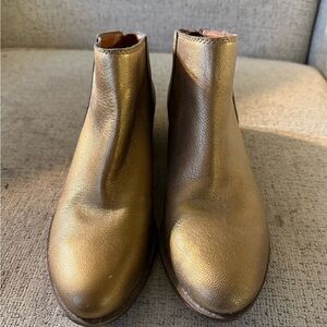 Gold Leather Ankle Boots